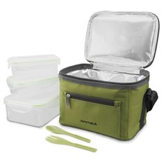 Термосумка АРКТИКА зеленая с набором контейнеров для еды