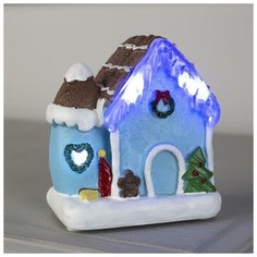 Luazon Lighting Фигура керамическая световая "Волшебный домик" 10.5 см, 3 LED, AАА*3 (не в компл), мульти