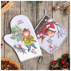 Этель Набор кух. "Magic winter" варежка- прихватка 20х28см, прихватка 19х19см,100% хл