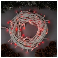 Luazon Lighting Гирлянда "Нить" 10 м , IP44, УМС, белая нить, 100 LED, свечение красное, 220 В