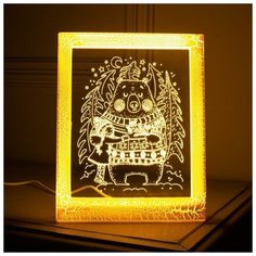 Luazon Lighting Рамка светящаяся "Мишка", 13.5х17 см, USB, 5V , 10 LED, Т/белый