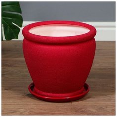 Горшок для цветов "Орех" 8 л. кожа. красный 5214550 Керамика ручной работы