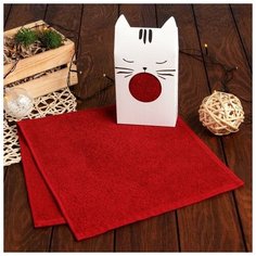 Экономь и Я Полотенце подарочное Экономь и Я «Котик» 30*60 см, бордовый, 100% хл, 320 г/м2