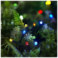 Luazon Lighting Гирлянда "Нить" 20 м, тёмная нить, 200 LED, свечение мульти, 2 режима, солнечная батарея