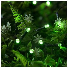 Luazon Lighting Гирлянда "Нить" 20 м, тёмная нить, 200 LED, свечение зелёное, 2 режима, солнечная батарея