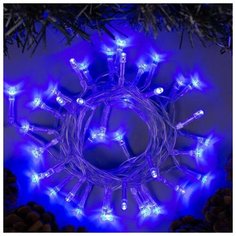 Luazon Lighting Гирлянда "Нить" 2 м , IP20, прозрачная нить, 20 LED, свечение синее, 2 режима, 3 х AA