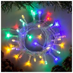 Luazon Lighting Гирлянда "Нить" 4 м , IP20, прозрачная нить, 40 LED, свечение мульти, 2 режима, 3 х AA