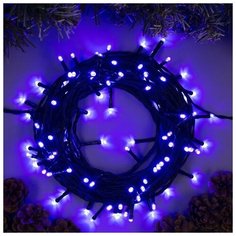 Luazon Lighting Гирлянда "Нить" 10 м , IP44, УМС, тёмная нить, 100 LED, свечение фиолетовое, 8 режимов, 24 В