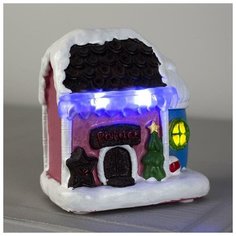 Luazon Lighting Фигура керамическая световая "Сказочный домик" 10.5 см, 3 LED, ААА*3 (не в компл), мульти