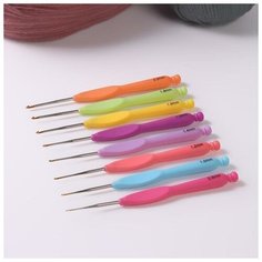 Арт Узор Набор крючков для вязания, с пластиковой ручкой, d = 0,8-2 мм, 8 шт, цвет разноцветный
