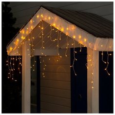 Luazon Lighting Гирлянда "Бахрома" 3 х 0.6 м , IP44, прозрачная нить, 160 LED, свечение жёлтое, 220 В