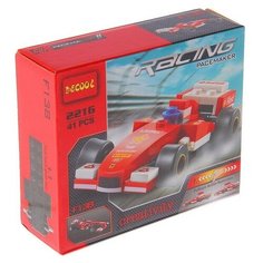 Конструктор блочный "Гонки", с инерционным механизмом, цвет красный, F138, 41 деталь, 7441480 Jisi Bricks (Decool)