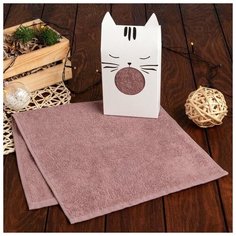 Экономь и Я Полотенце подарочное Экономь и Я «Котик» 30*60 см, мокко, 100% хл, 320 г/м2