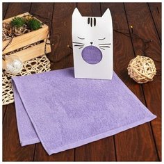 Экономь и Я Полотенце подарочное Экономь и Я «Котик» 30*60 см, сиреневый, 100% хл, 320 г/м2