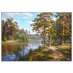 MILATO Алмазная мозаика «Озеро в лесу» 29.5x20.5 см, 28 цветов