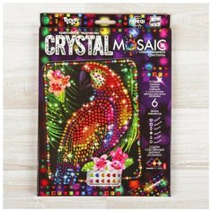 Danko Toys Набор для создания мозаики «Попугай» CRYSTAL MOSAIC, на тёмном фоне