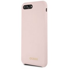 Чехол Guess для iPhone 7 Plus/8 Plus Silicone collection Gold logo Hard Light Pink