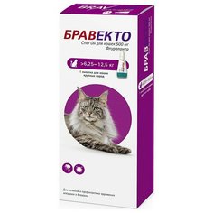 Бравекто Спот Он капли на холку для кошек 6,25-12,5 кг 500 мг