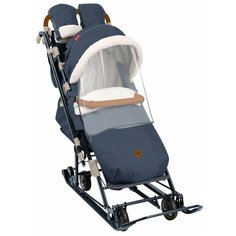 Санки-коляска Nika Ника детям 7-8К НД7-8К/1 в елочку синий