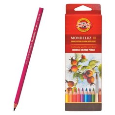 Карандаши цветные акварельные художественные KOH-I-NOOR "Mondeluz", 18 цветов, 3,8 мм, заточенные, европодвес, 3717/18, 3717018001KSRU