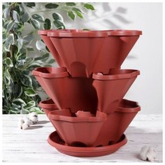 Кашпо многоярусное «Каскад», 3 шт, 12 л (секция 4 л), цвет терракотовый Darel Plastic