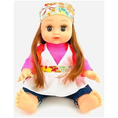 Интерактивная кукла Алина 5295, говорящая, поет песню про маму, в сумочке-рукзачке, 33 см белый/красный Play Smart
