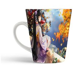 Кружка- латте CoolPodarok Аниме Геиша Девушка пьет чай Водоём