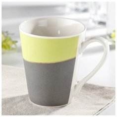Кружка "Дуэт" 350 мл 12.5x8.8x10.5 см. цвет зелено- серый 5458938 Доляна