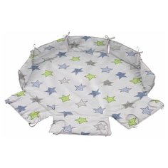 Мягкий бампер для манежа Geuther Octo- Park Бело- голубой со звездами (арт.132)