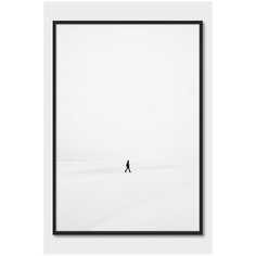 Черно- белый постер на стену для интерьера Postermarkt Человек в минимализме, постер в черной рамке 30х40 см, постеры картины для интерьера в черной рамке