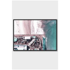 Постер на стену для интерьера Postermarkt Вид на пирс Санта- Моника, постер в черной рамке 40х50 см, постеры картины для интерьера в черной рамке