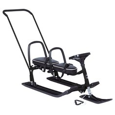 Снегокат 505 высокий SNOWKAT TWINS BABY PUSH для двоих, с 2 склад спинками П-обр толкатель Черный Bars