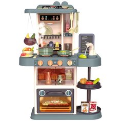 Детская игровая кухня Modern Kitchen ZY1119190, 72х51.5х23.5 см, с водой, паром, набором посуды и продуктов, ручки крутятся, конфорки c подсветкой, озвучкой, 43 предмета Play Smart