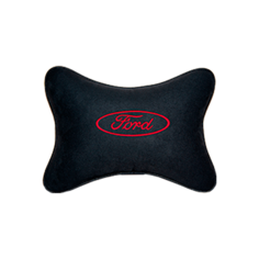 Подушка на подголовник алькантара Black (красная) с логотипом автомобиля Ford Vital Technologies