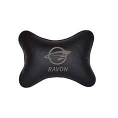 Подушка на подголовник экокожа Black с логотипом автомобиля RAVON Vital Technologies