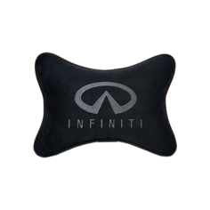 Подушка на подголовник алькантара Black с логотипом автомобиля INFINITI Vital Technologies