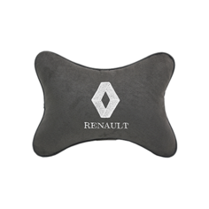 Подушка на подголовник алькантара D. Grey с логотипом автомобиля RENAULT Vital Technologies