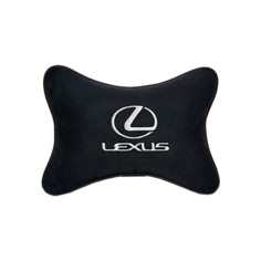 Подушка на подголовник алькантара Black с логотипом автомобиля LEXUS Vital Technologies