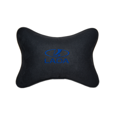 Подушка на подголовник алькантара Black (синяя) с логотипом автомобиля LADA Vital Technologies
