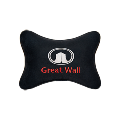 Подушка на подголовник алькантара Black с логотипом автомобиля GREAT WALL Vital Technologies