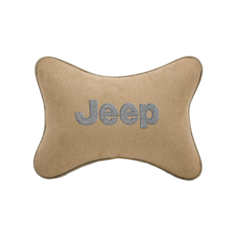 Подушка на подголовник алькантара Beige с логотипом автомобиля JEEP Vital Technologies