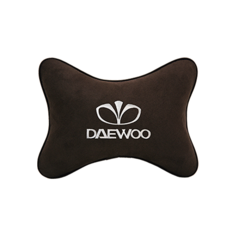 Подушка на подголовник алькантара Coffee с логотипом автомобиля DAEWOO Vital Technologies