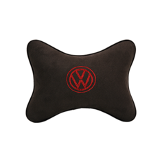 Подушка на подголовник алькантара Coffee (красная) с логотипом автомобиля Volkswagen Vital Technologies