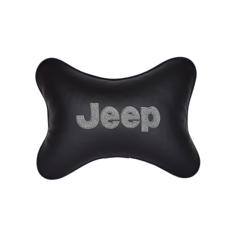 Подушка на подголовник экокожа Black с логотипом автомобиля JEEP Vital Technologies