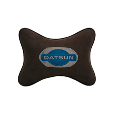 Подушка на подголовник алькантара Coffee с логотипом автомобиля DATSUN Vital Technologies