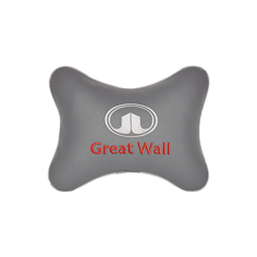 Подушка на подголовник экокожа L. Grey с логотипом автомобиля GREAT WALL Vital Technologies