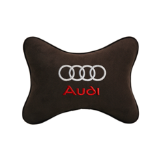 Подушка на подголовник алькантара Coffee с логотипом автомобиля AUDI Vital Technologies