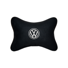 Подушка на подголовник алькантара Black (белая) с логотипом автомобиля Volkswagen Vital Technologies