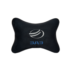 Подушка на подголовник алькантара Black с логотипом автомобиля ZAZ Vital Technologies