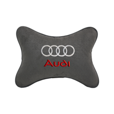 Подушка на подголовник алькантара D. Grey с логотипом автомобиля AUDI Vital Technologies